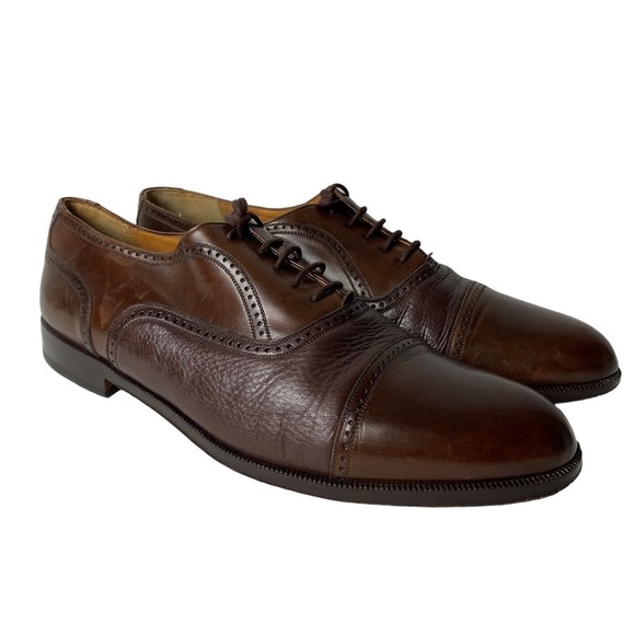 MEZLAN Mens Dress Shoes  Brown Leather Lace Up Cap Toe Oxfords Size 12 W main image 4